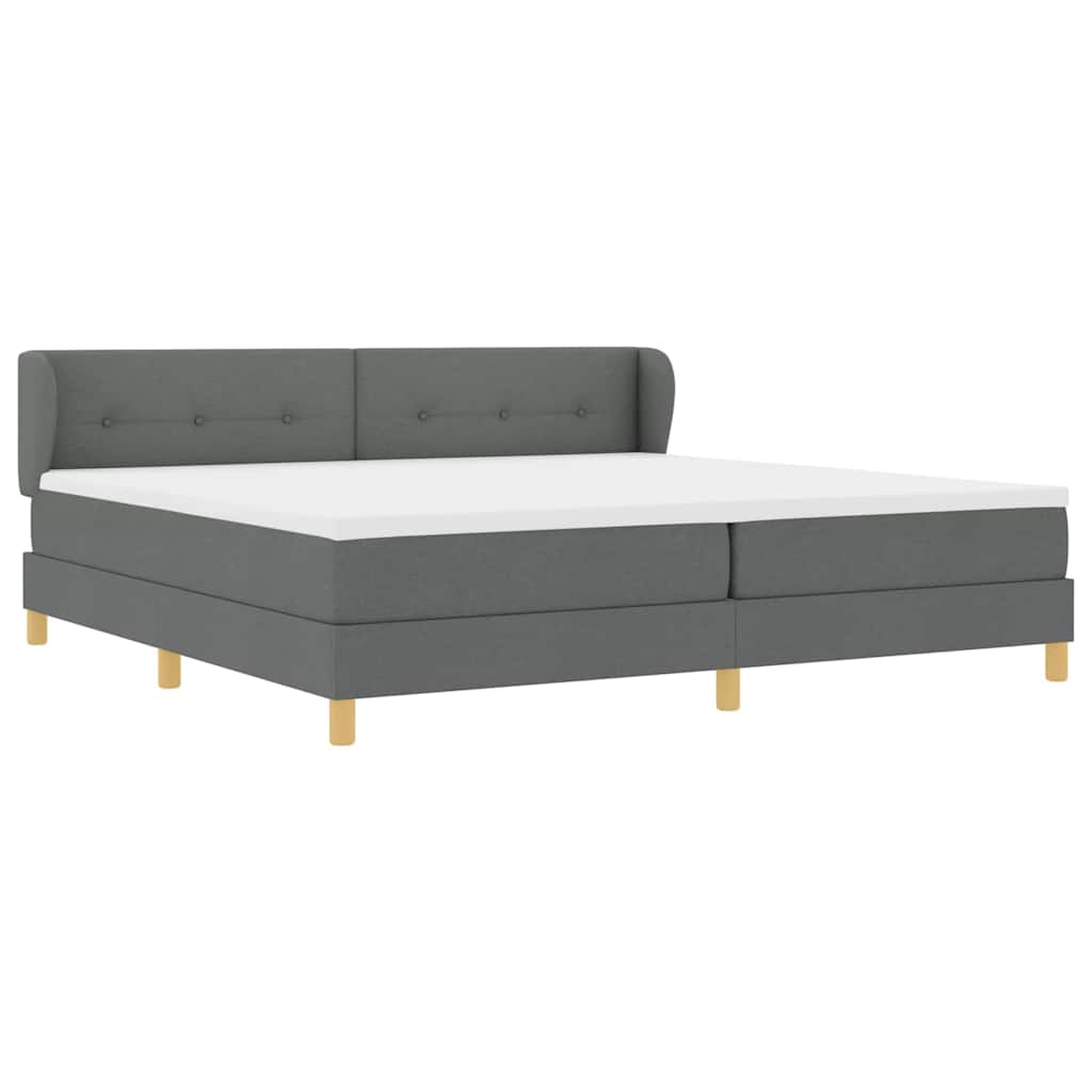 Box spring seng med hovedgærde Mørkegrå 200 x 200 cm Stof