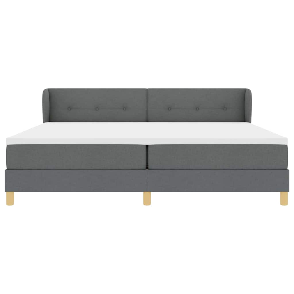 Box spring seng med hovedgærde Mørkegrå 200 x 200 cm Stof