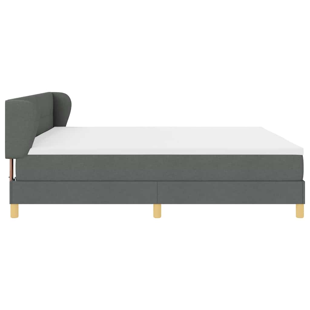 Box spring seng med hovedgærde Mørkegrå 200 x 200 cm Stof