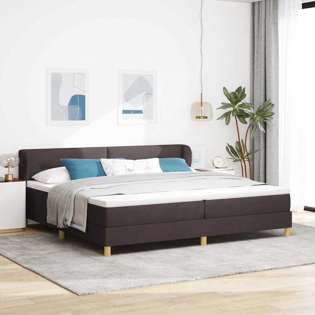 Box spring seng med hovedgærde Mørk Brun 200 x 200 cm Stof