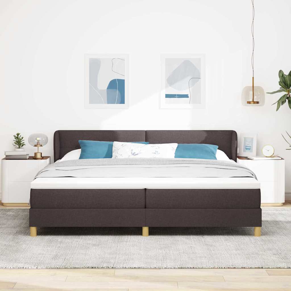 Box spring seng med hovedgærde Mørk Brun 200 x 200 cm Stof