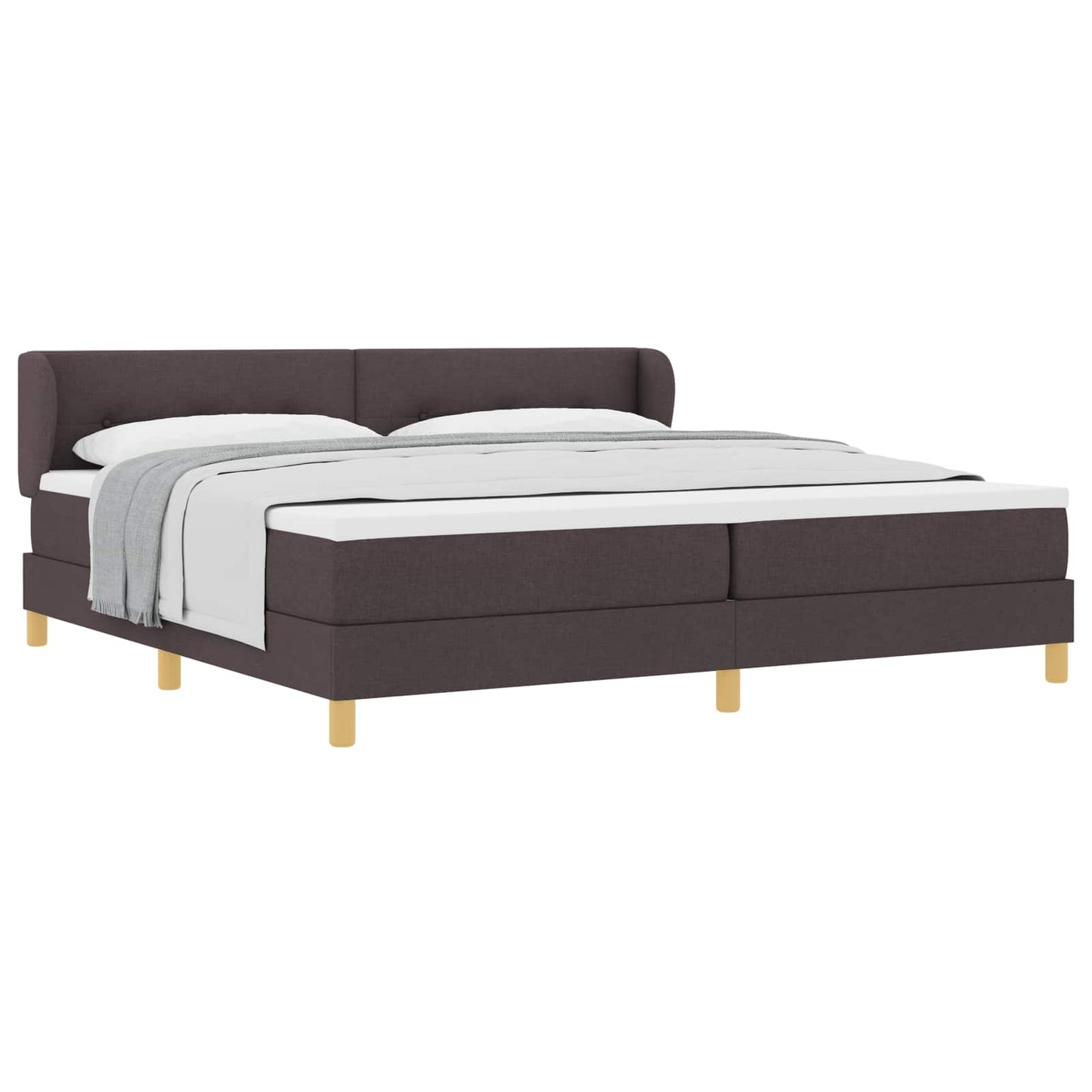 Box spring seng med hovedgærde Mørk Brun 200 x 200 cm Stof