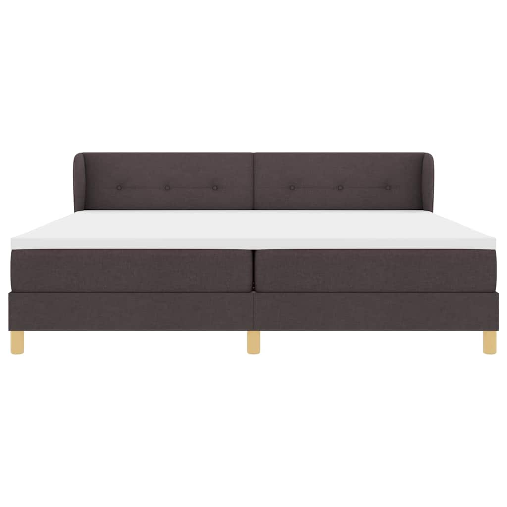 Box spring seng med hovedgærde Mørk Brun 200 x 200 cm Stof