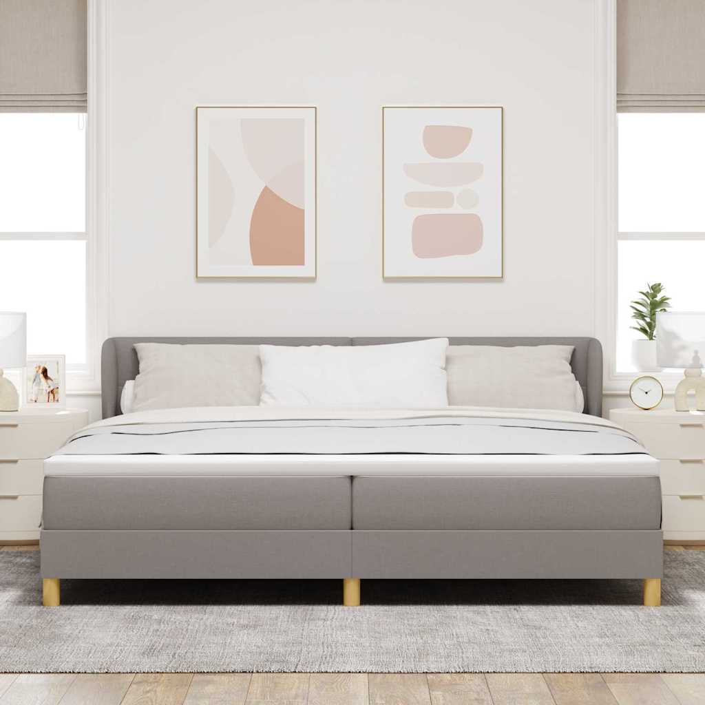 Box spring seng med hovedgærde Gråbrun 200 x 200 cm Stof