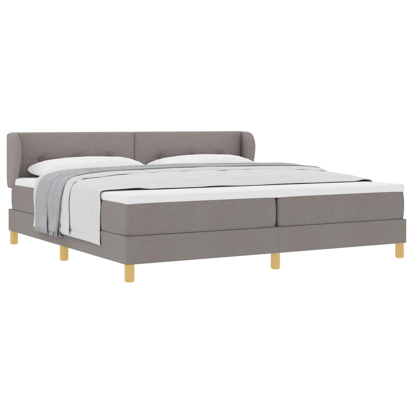 Box spring seng med hovedgærde Gråbrun 200 x 200 cm Stof