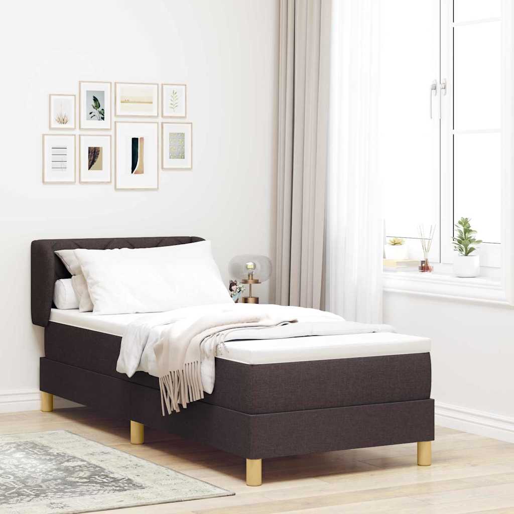 Box spring seng med hovedgærde Mørk Brun 80 x 200 cm Stof