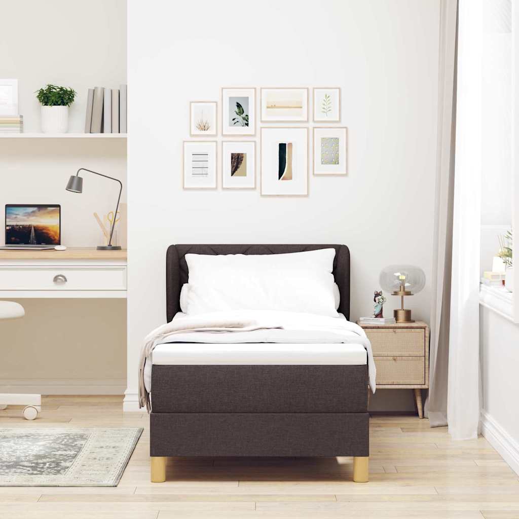Box spring seng med hovedgærde Mørk Brun 80 x 200 cm Stof