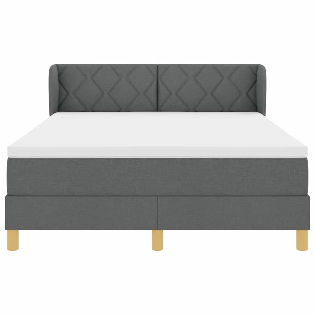 Box spring seng med hovedgærde Mørkegrå 140 x 190 cm Stof