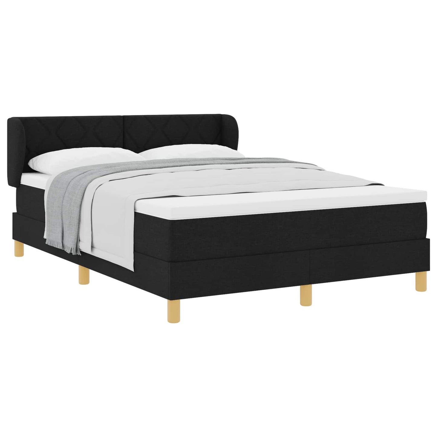 Box spring seng med hovedgærde Sort 140 x 190 cm Stof
