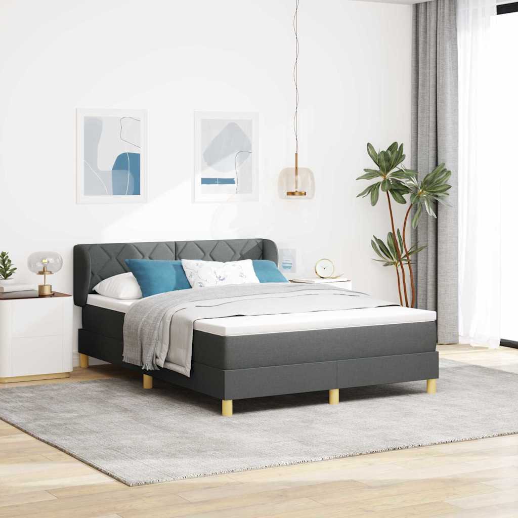 Box spring seng med hovedgærde Mørkegrå 140 x 200 cm Stof