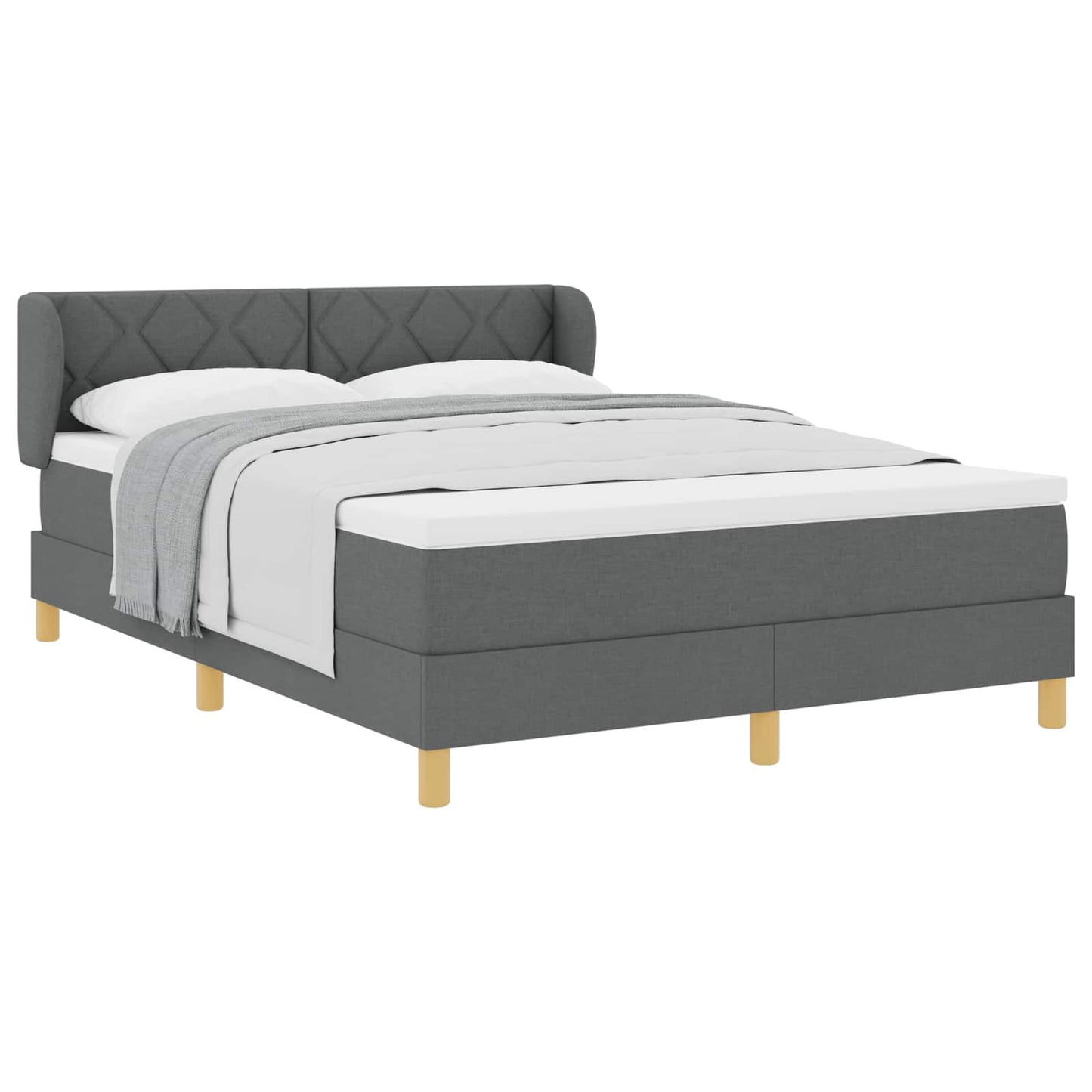 Box spring seng med hovedgærde Mørkegrå 140 x 200 cm Stof
