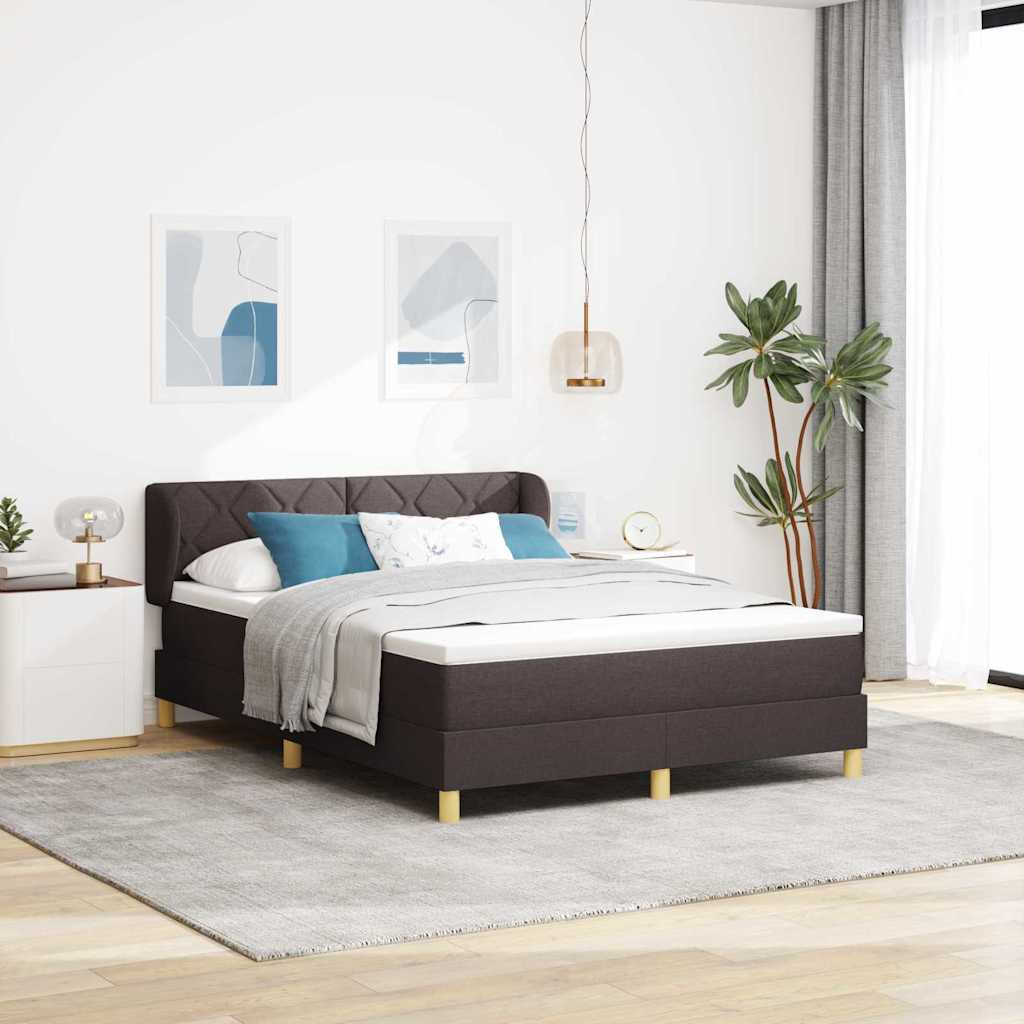 Box spring seng med hovedgærde Mørk Brun 140 x 200 cm Stof