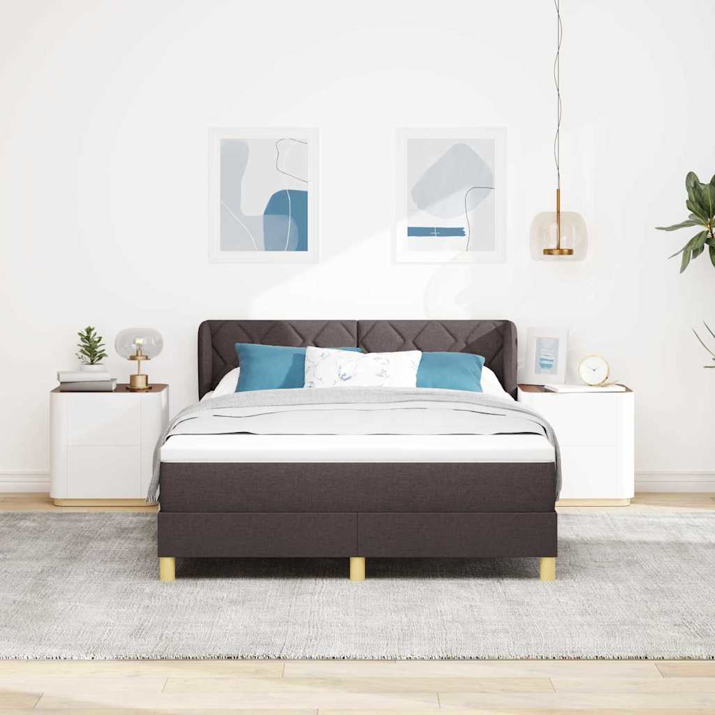 Box spring seng med hovedgærde Mørk Brun 140 x 200 cm Stof