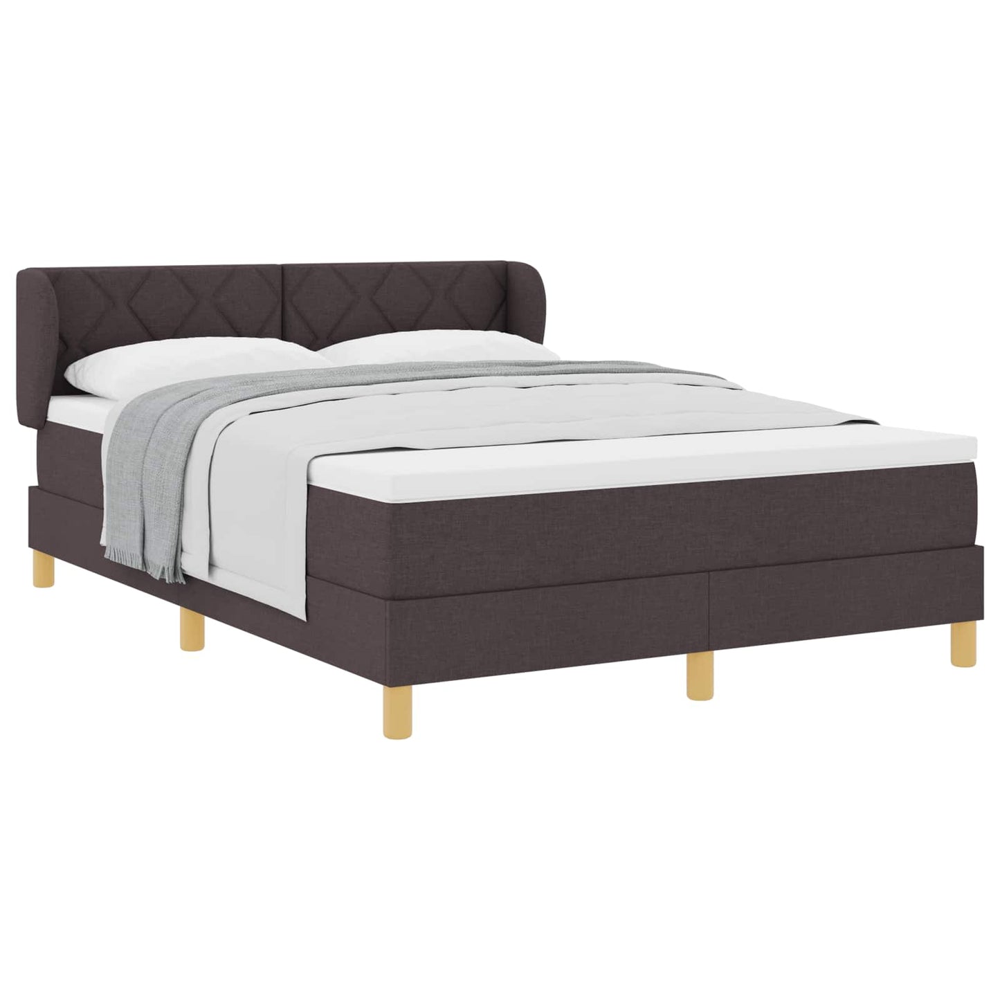 Box spring seng med hovedgærde Mørk Brun 140 x 200 cm Stof