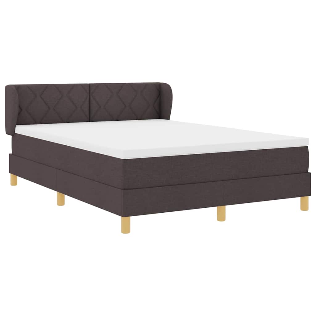 Box spring seng med hovedgærde Mørk Brun 140 x 200 cm Stof
