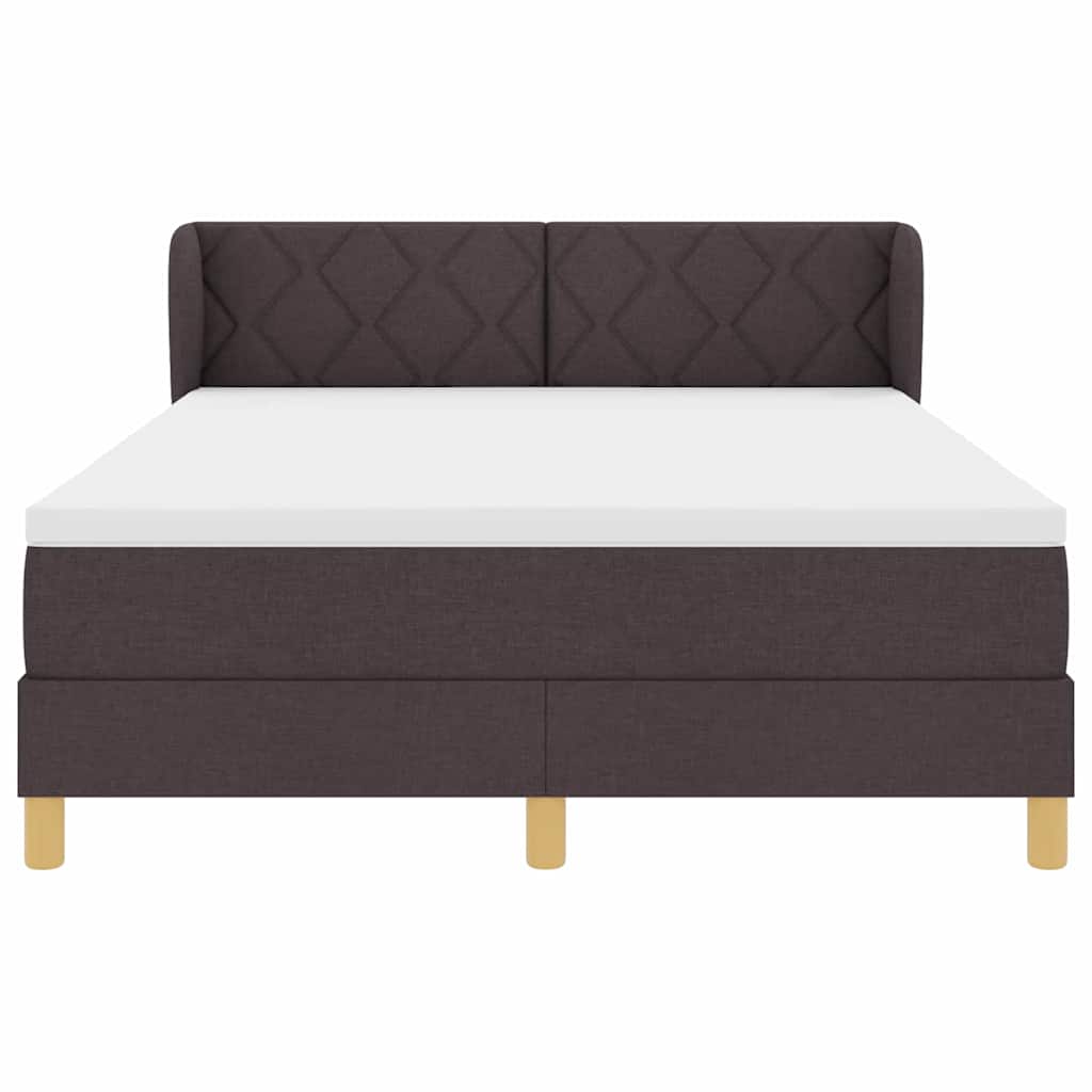 Box spring seng med hovedgærde Mørk Brun 140 x 200 cm Stof
