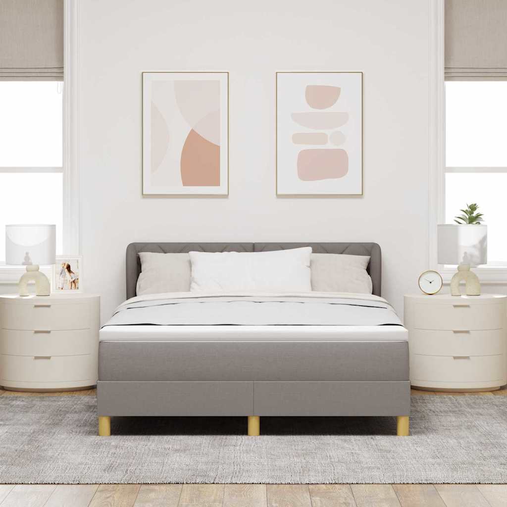 Box spring seng med hovedgærde Gråbrun 140 x 200 cm Stof