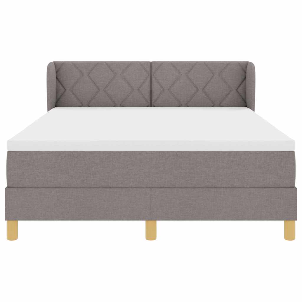 Box spring seng med hovedgærde Gråbrun 140 x 200 cm Stof