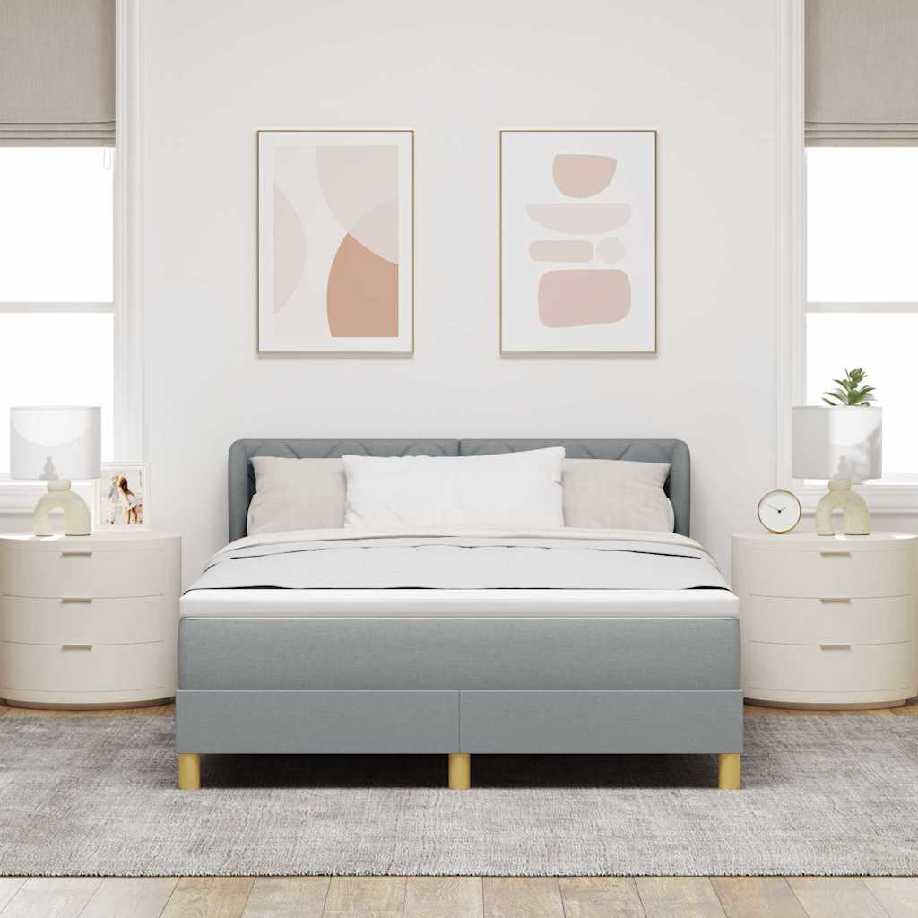 Box spring seng med hovedgærde Lysegrå 160 x 200 cm Stof