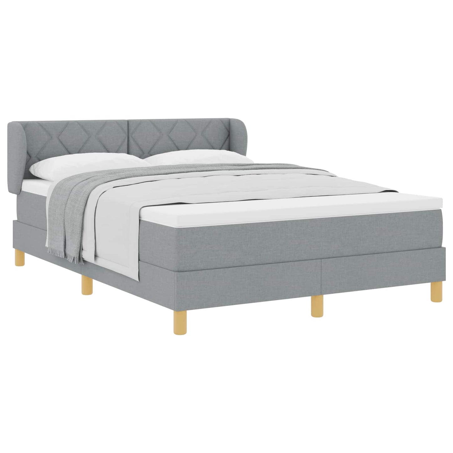 Box spring seng med hovedgærde Lysegrå 160 x 200 cm Stof