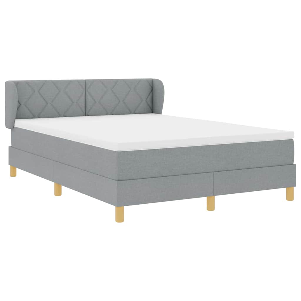 Box spring seng med hovedgærde Lysegrå 160 x 200 cm Stof