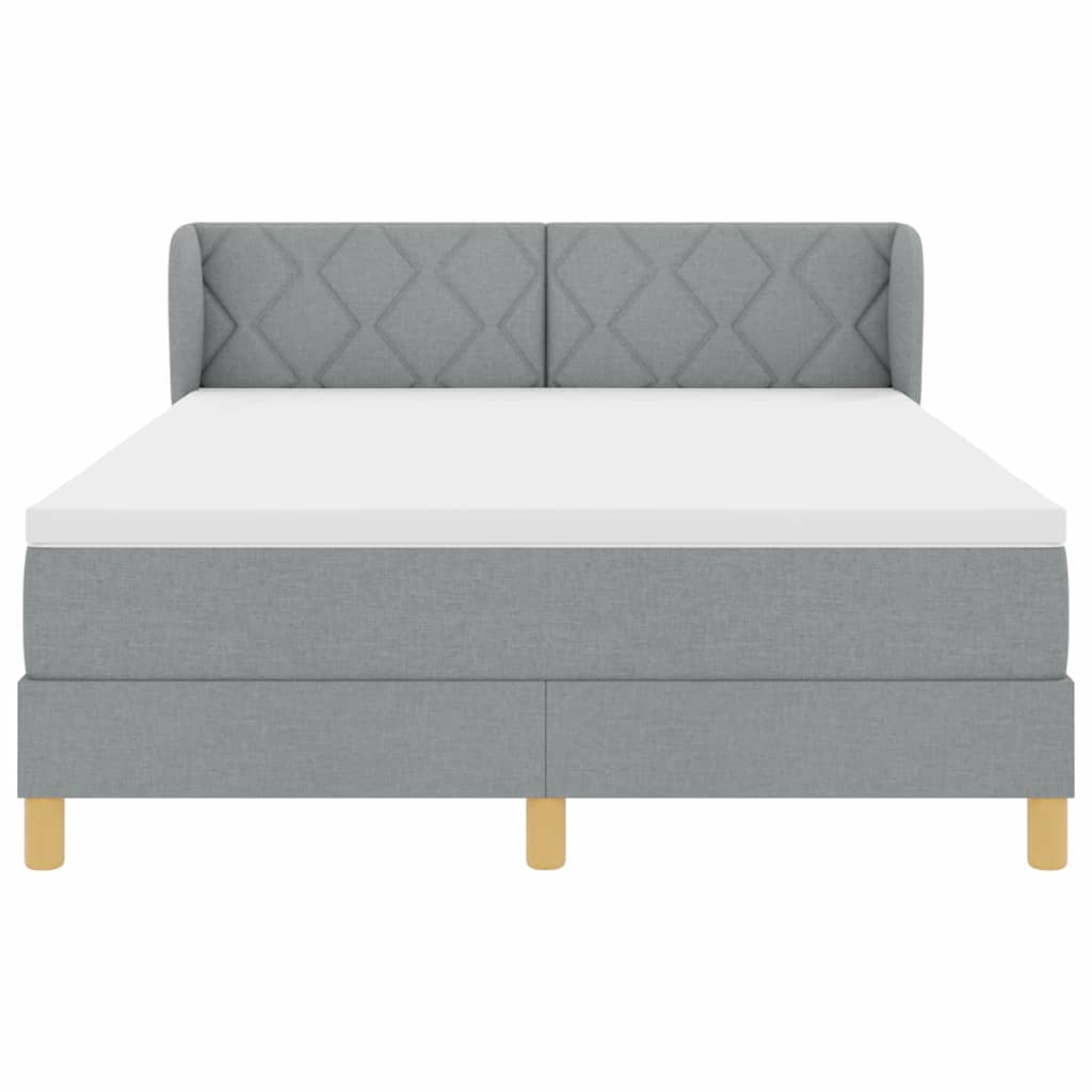 Box spring seng med hovedgærde Lysegrå 160 x 200 cm Stof