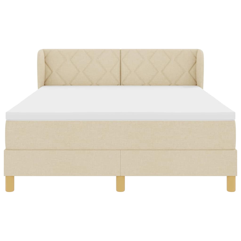 Box spring seng med hovedgærde Creme 160 x 200 cm Stof