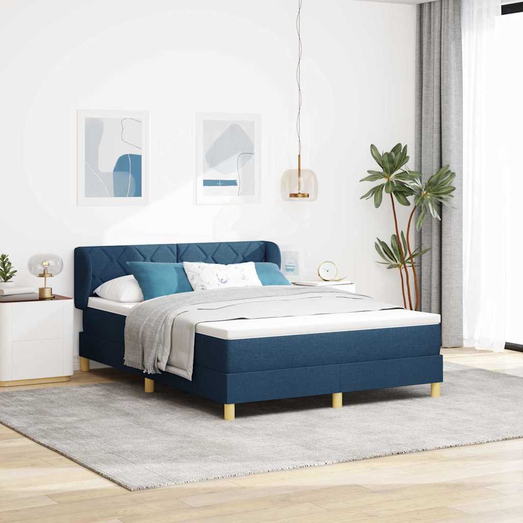 Box spring seng med hovedgærde Blå 160 x 200 cm Stof