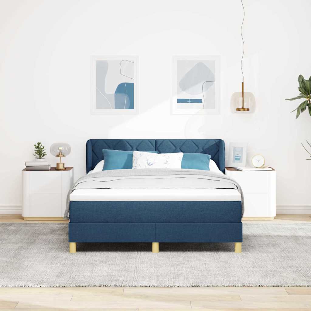 Box spring seng med hovedgærde Blå 160 x 200 cm Stof