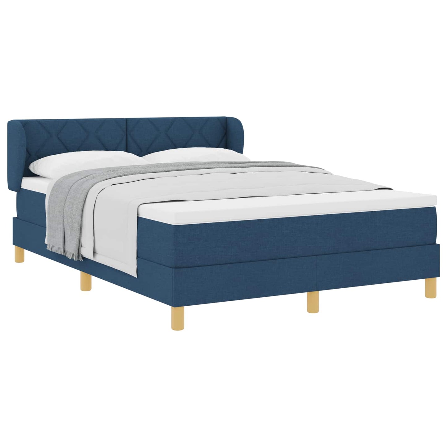 Box spring seng med hovedgærde Blå 160 x 200 cm Stof