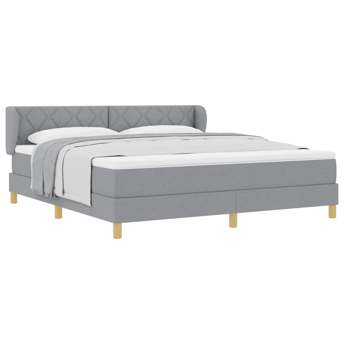 Box spring seng med hovedgærde Lysegrå 180 x 200 cm Stof