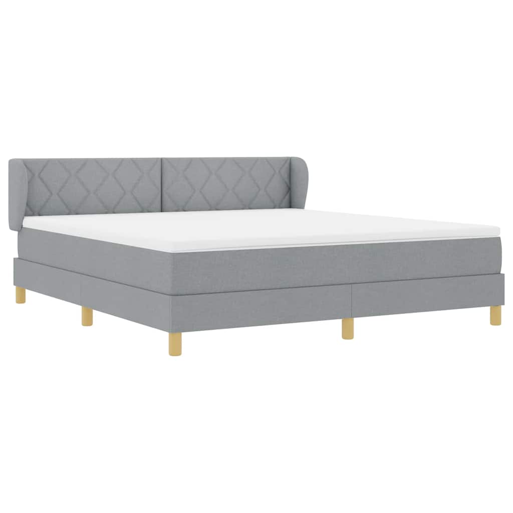 Box spring seng med hovedgærde Lysegrå 180 x 200 cm Stof
