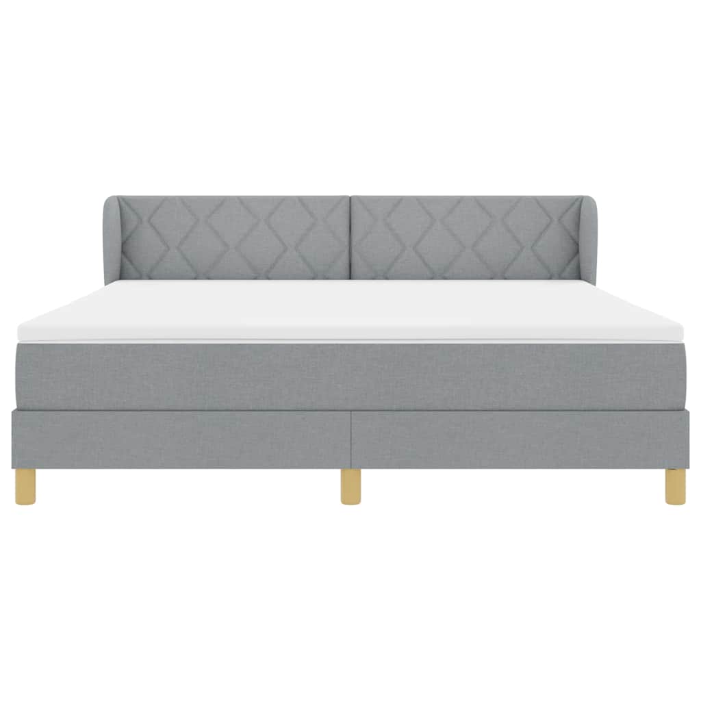 Box spring seng med hovedgærde Lysegrå 180 x 200 cm Stof