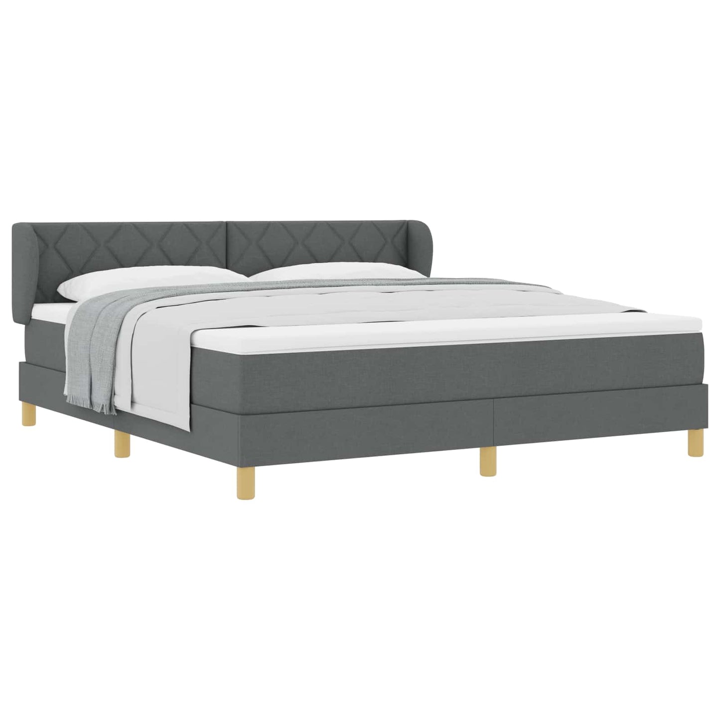 Box spring seng med hovedgærde Mørkegrå 180 x 200 cm Stof