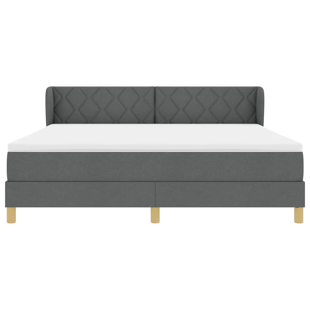 Box spring seng med hovedgærde Mørkegrå 180 x 200 cm Stof