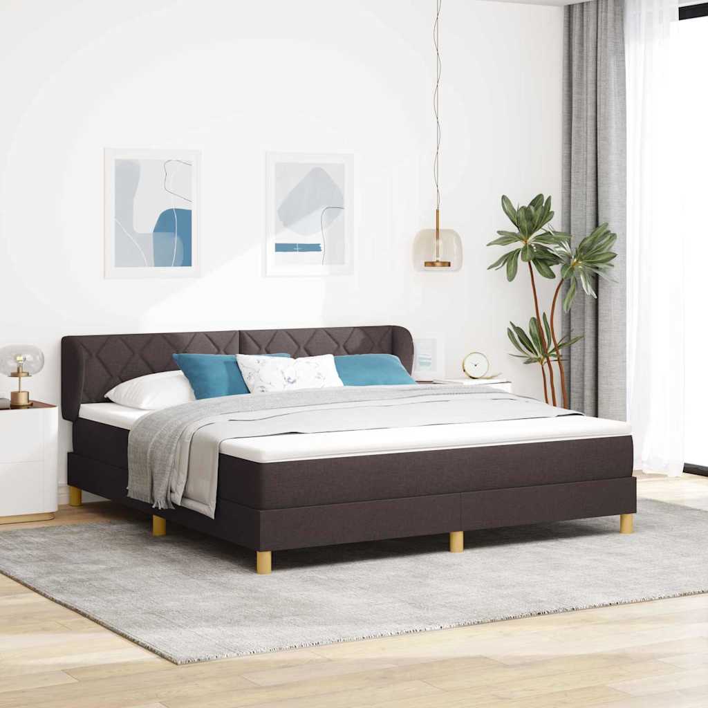 Box spring seng med hovedgærde Mørk Brun 180 x 200 cm Stof