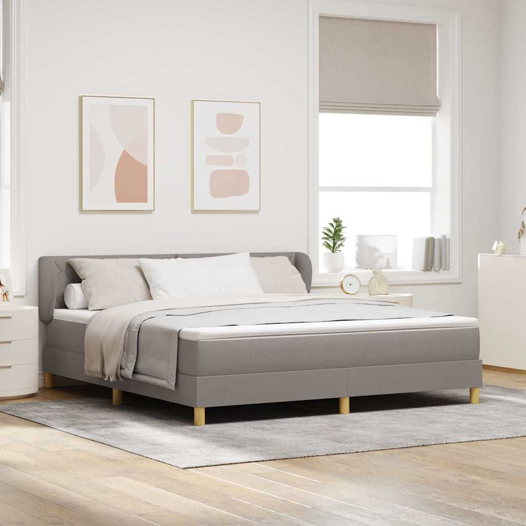 Box spring seng med hovedgærde Gråbrun 180 x 200 cm Stof