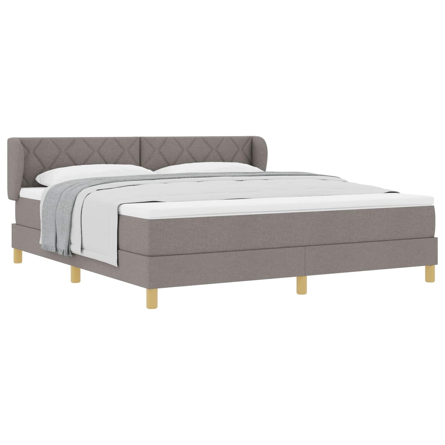 Box spring seng med hovedgærde Gråbrun 180 x 200 cm Stof