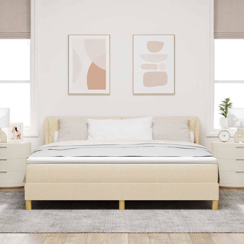 Box spring seng med hovedgærde Creme 180 x 200 cm Stof