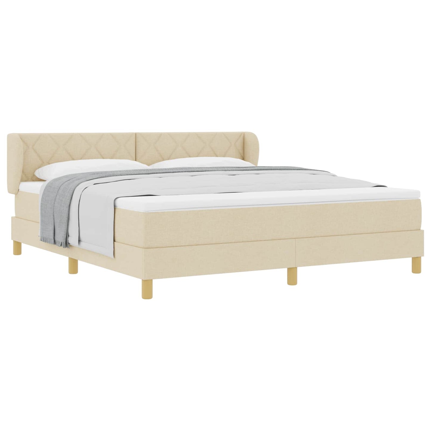 Box spring seng med hovedgærde Creme 180 x 200 cm Stof