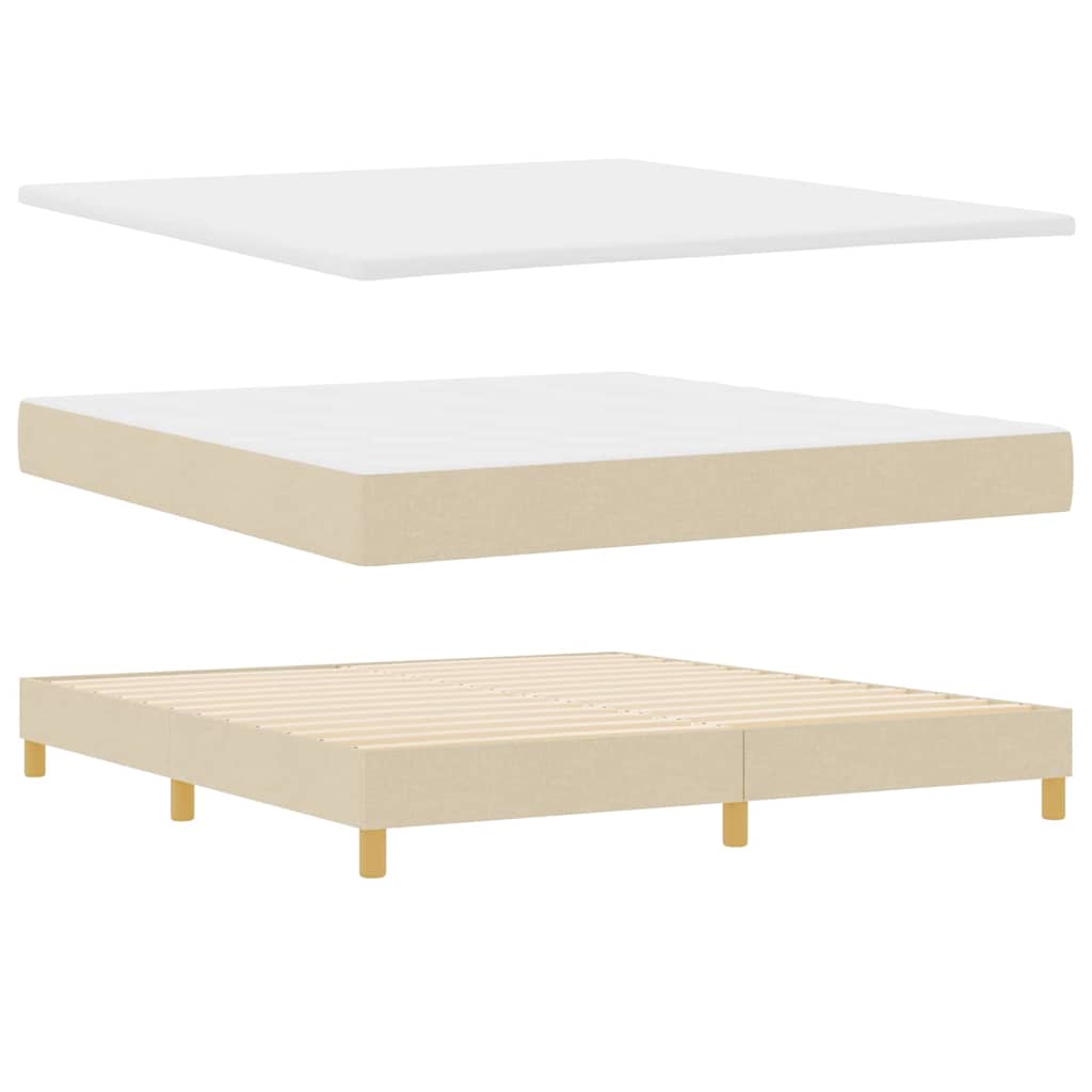 Box spring seng med hovedgærde Creme 180 x 200 cm Stof