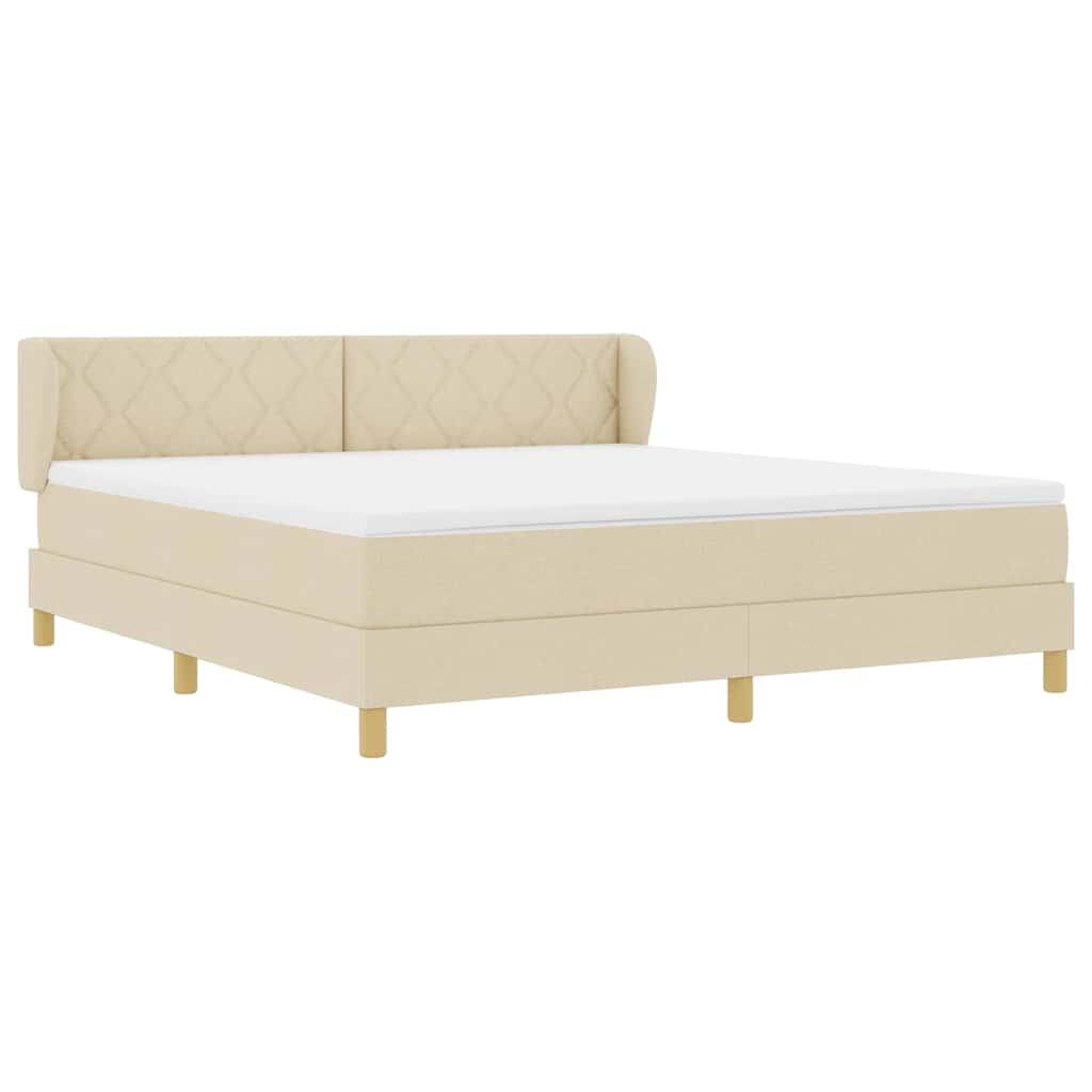 Box spring seng med hovedgærde Creme 180 x 200 cm Stof