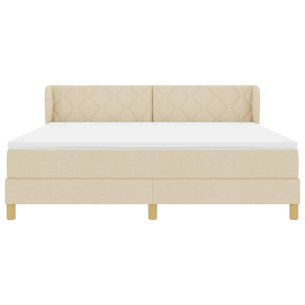 Box spring seng med hovedgærde Creme 180 x 200 cm Stof