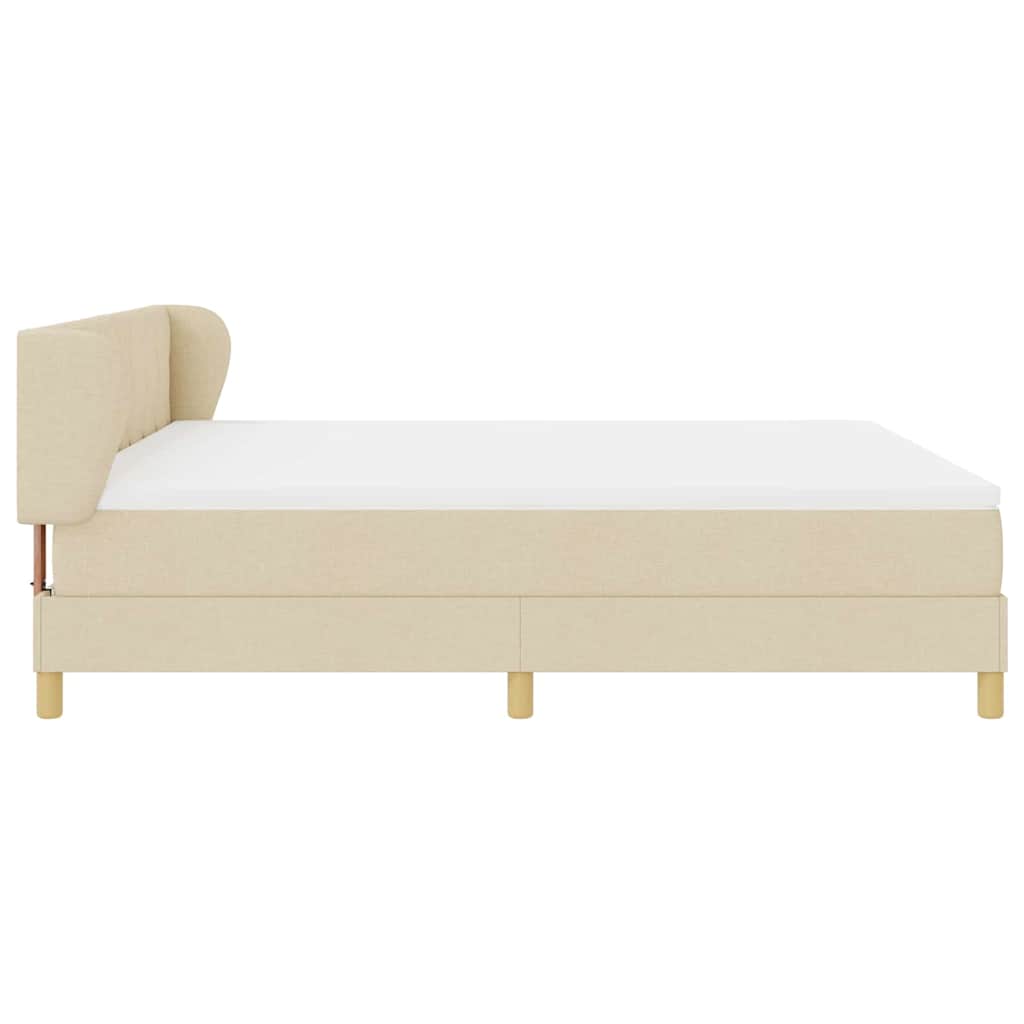 Box spring seng med hovedgærde Creme 180 x 200 cm Stof