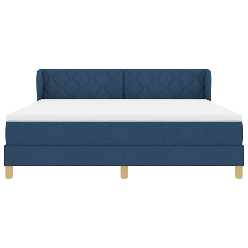 Box spring seng med hovedgærde Blå 180 x 200 cm Stof