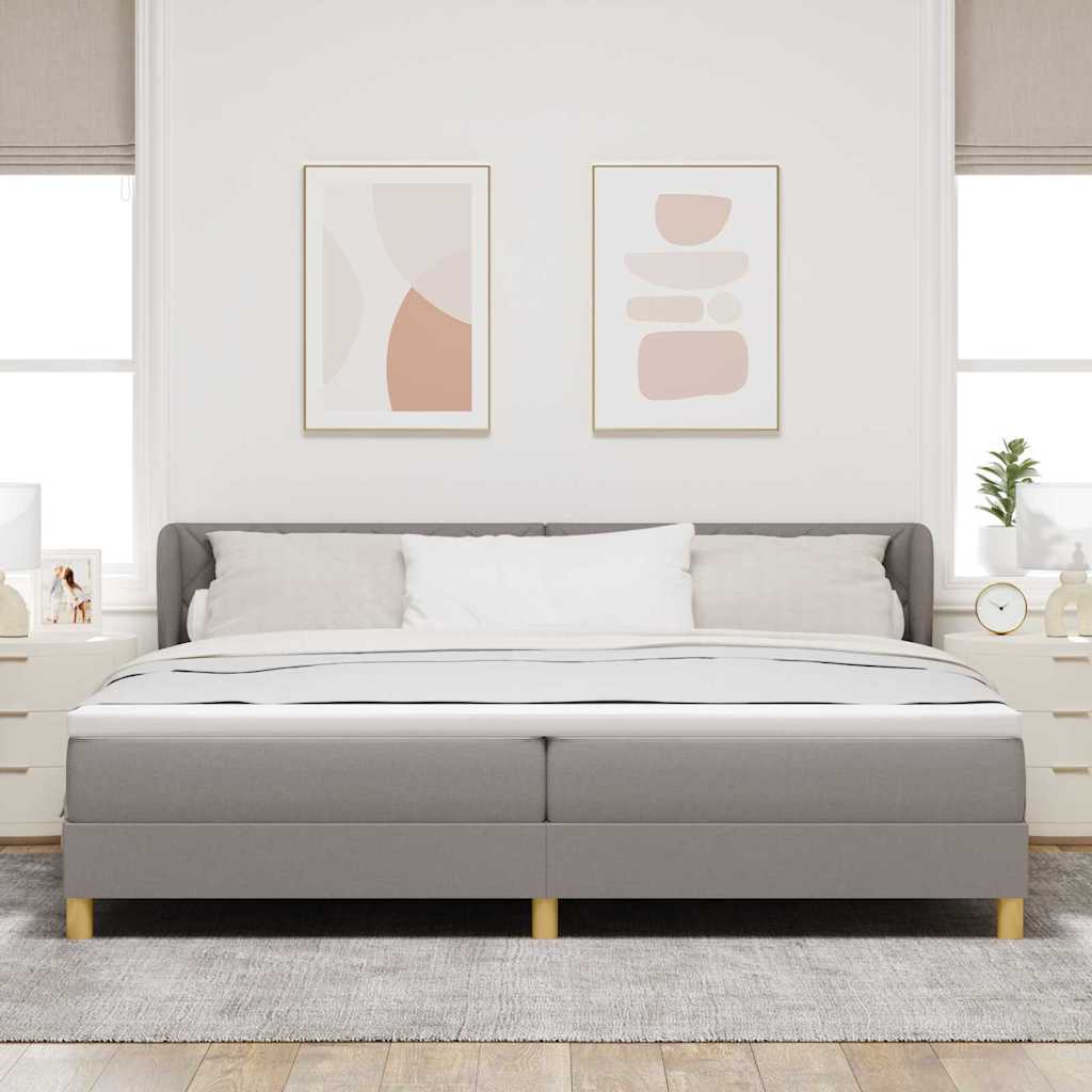Box spring seng med hovedgærde Gråbrun 200 x 200 cm Stof