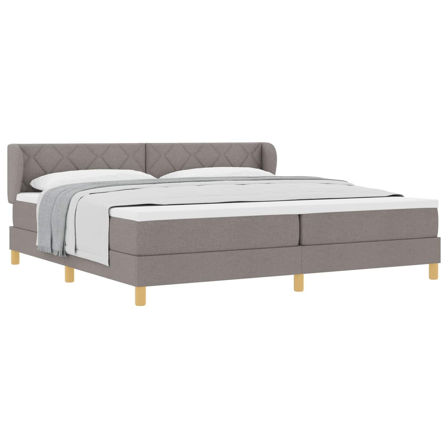 Box spring seng med hovedgærde Gråbrun 200 x 200 cm Stof