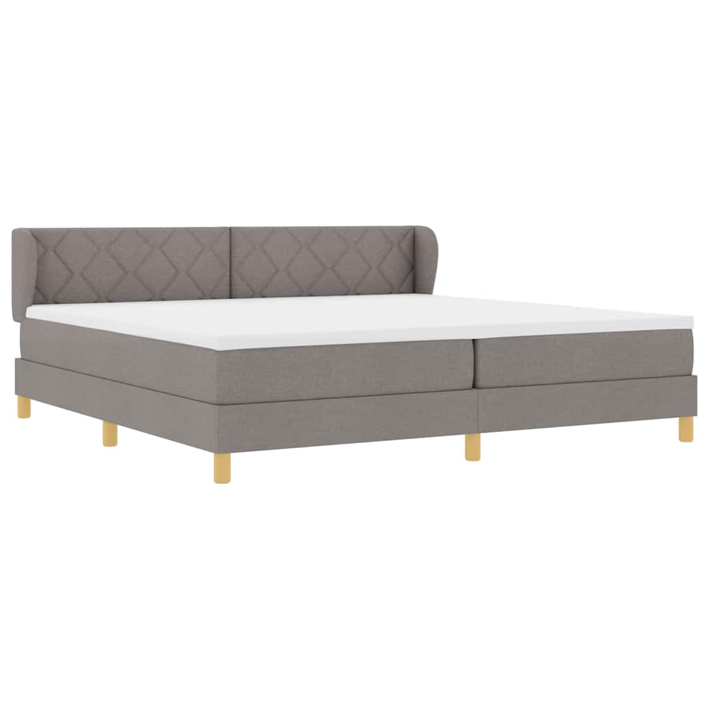 Box spring seng med hovedgærde Gråbrun 200 x 200 cm Stof