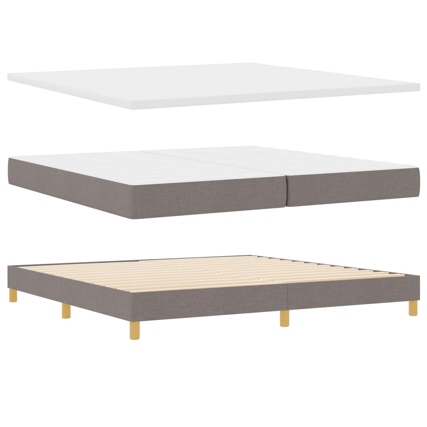Box spring seng med hovedgærde Gråbrun 200 x 200 cm Stof