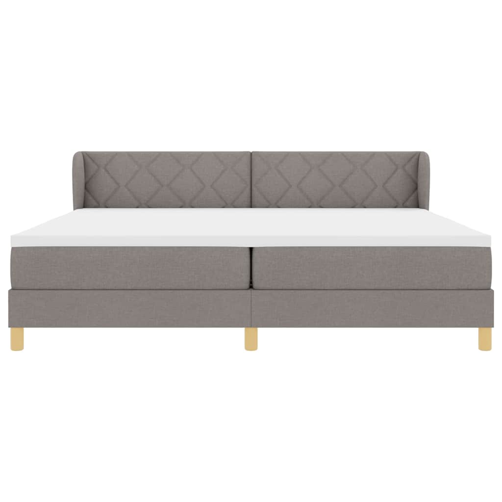 Box spring seng med hovedgærde Gråbrun 200 x 200 cm Stof